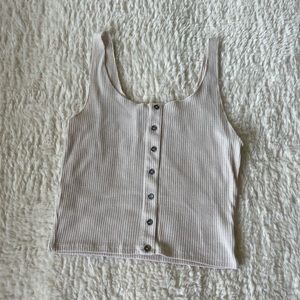 Tan Urban Outfitters Button Down Tank Top
